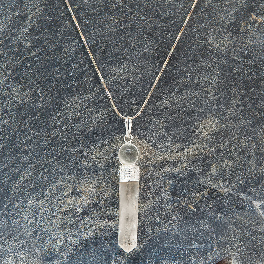 Quartz Point Necklace with Crystal Ball