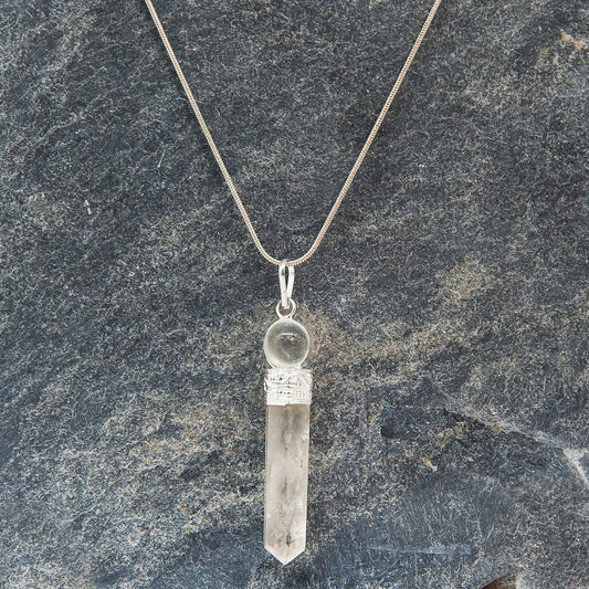 Quartz Point Necklace with Crystal Ball