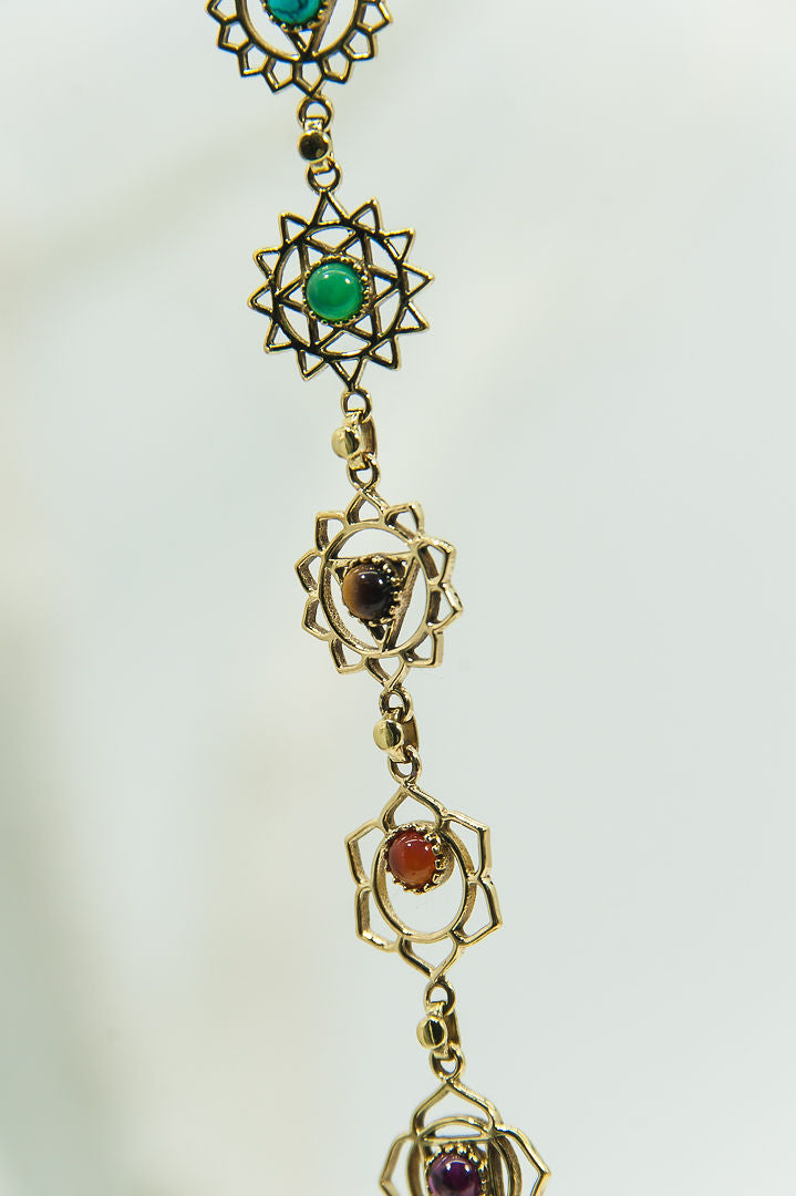 Chakra Brass Pendant with Stones