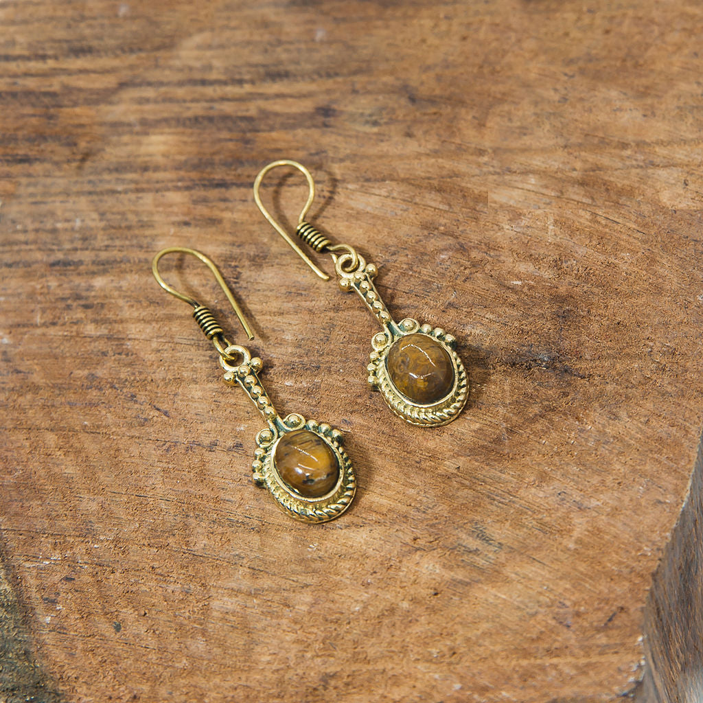 Tiger Eye Stone Earrings