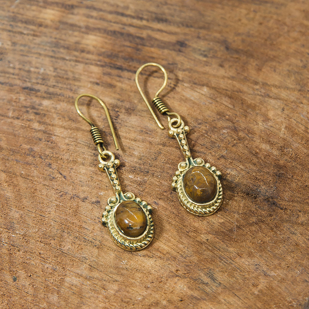 Tiger Eye Stone Earrings