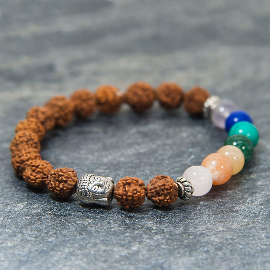 Rudraksha Bracelet with Silver Buddha Charm