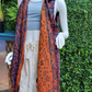 Womens Sleeveless Cardigan With Hood - Paisley Navy/Orange