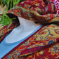 Womens Sleeveless Cardigan With Hood - Paisley Red/Olive