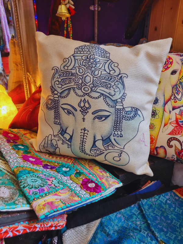 Blue Ganesha Cushion Cover - 40x40cm