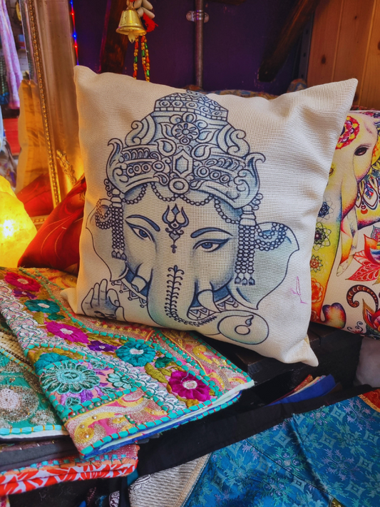 Blue Ganesha Cushion Cover - 40x40cm