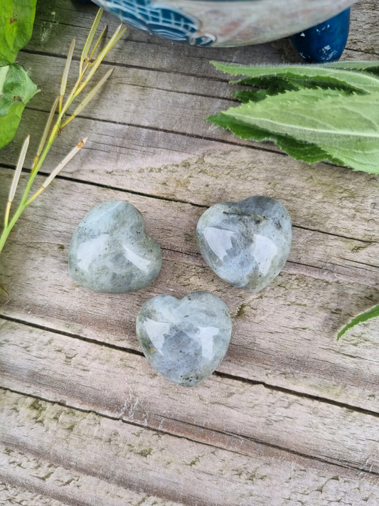 Hand Carved Labradorite Hearts - For Reflecting Negative Thoughts & Energy