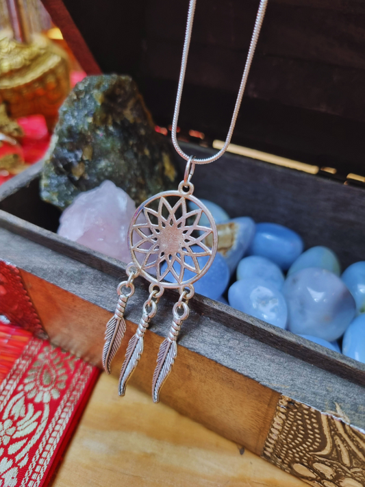 Silver Dreamcatcher Necklace - 5cm Approx