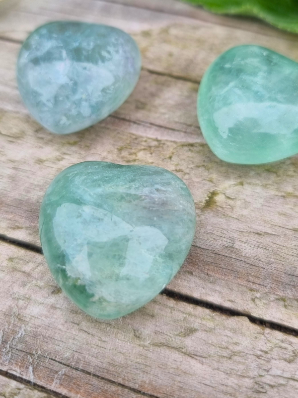 Hand Carved Fluorite Hearts - For Creativity & Productivity