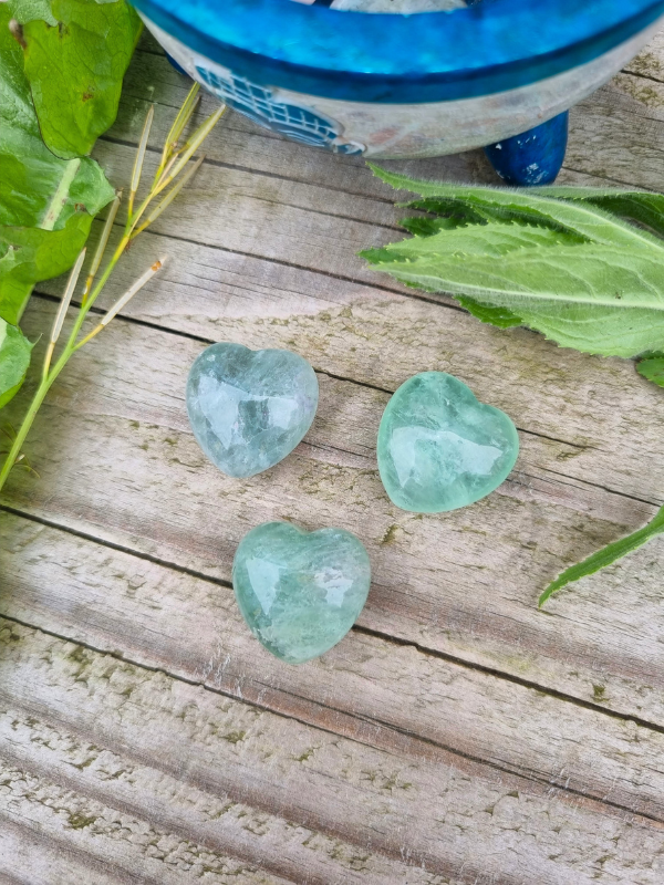 Hand Carved Fluorite Hearts - For Creativity & Productivity