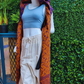 Womens Sleeveless Cardigan With Hood - Paisley Purple/Orange