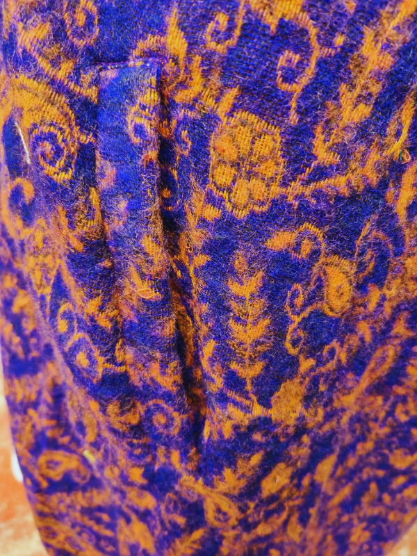 Womens Sleeveless Cardigan With Hood - Paisley Purple/Orange