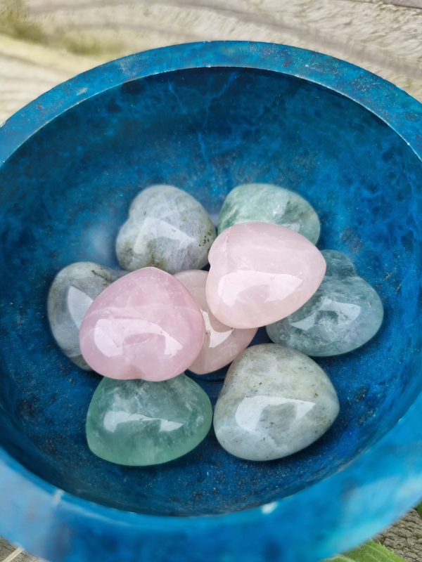 Hand Carved Rose Quartz Hearts - For Anxiety & Heart Healing