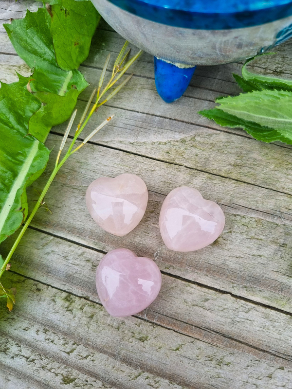 Hand Carved Rose Quartz Hearts - For Anxiety & Heart Healing