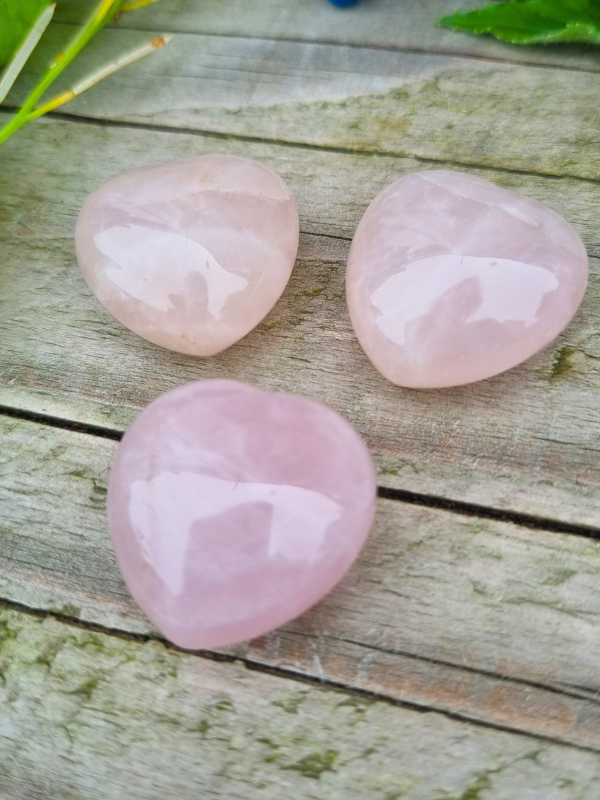 Hand Carved Rose Quartz Hearts - For Anxiety & Heart Healing