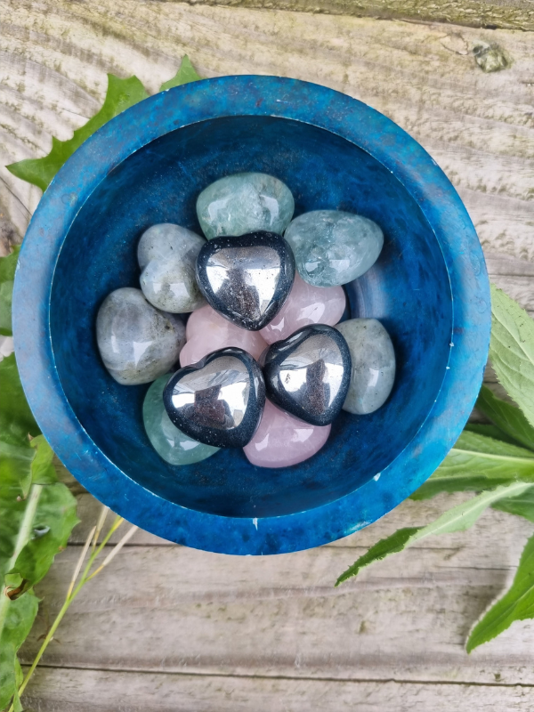 Hand Carved Hematite Hearts - For Grounding & Objectivity