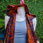 Womens Sleeveless Cardigan With Hood - Paisley Navy/Orange