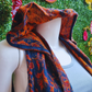 Womens Sleeveless Cardigan With Hood - Paisley Navy/Orange