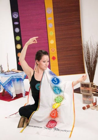 Hand Painted Chakra Meditation Wrap - 100% Cotton