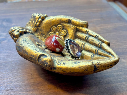 Gold Prayer Hands Trinket Dish/Incense Holder from Bali