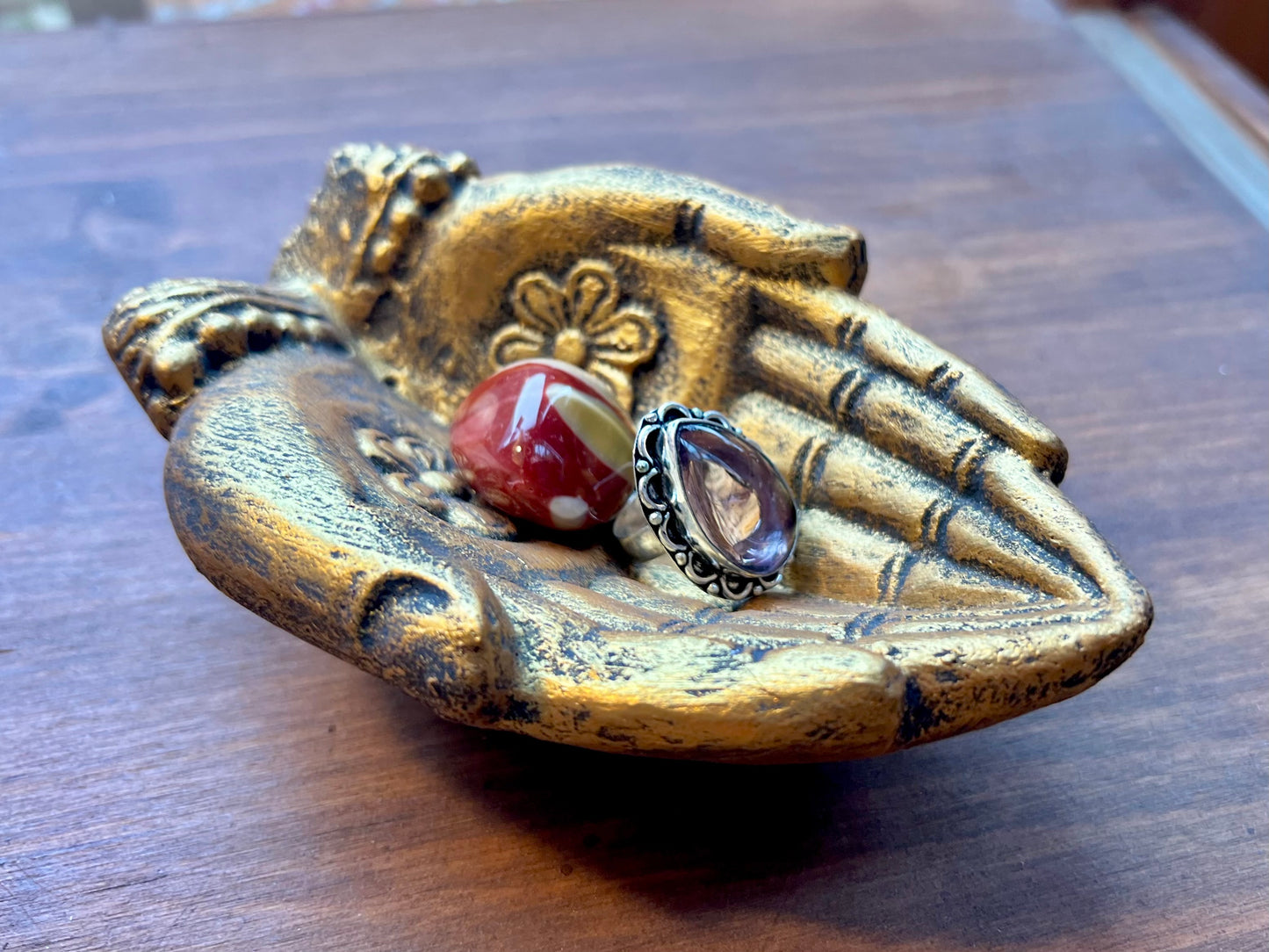 Gold Prayer Hands Trinket Dish/Incense Holder from Bali