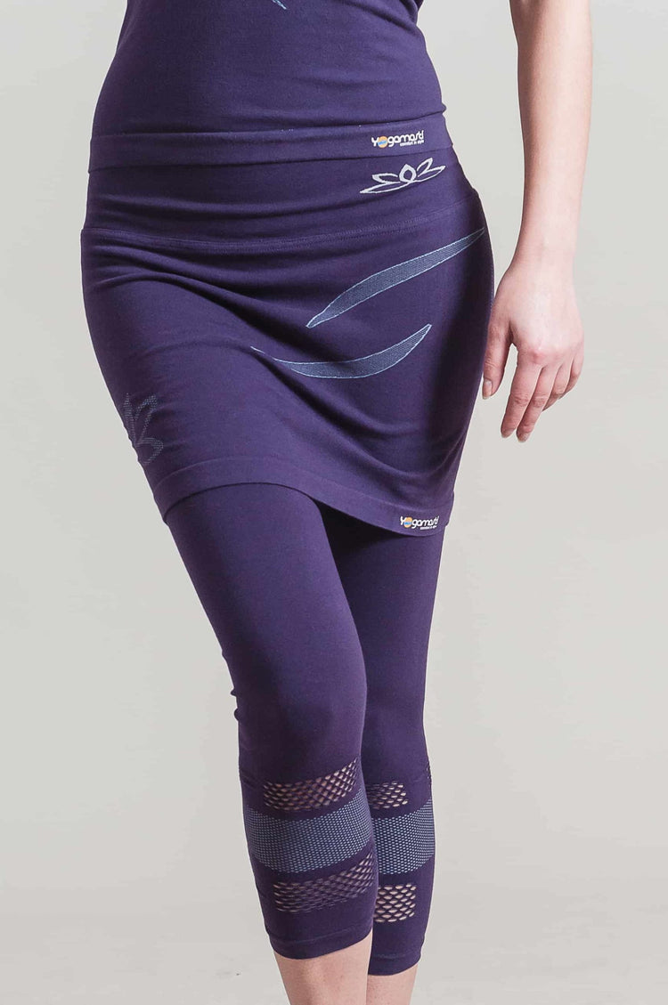 Lotus Skirt Yoga Outfit - Organic, Purple, Seamless, Moisture Wicking