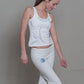Om Shanti Yoga Pants For Women - White/Blue