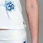Om Shanti Yoga Pants For Women - White/Blue