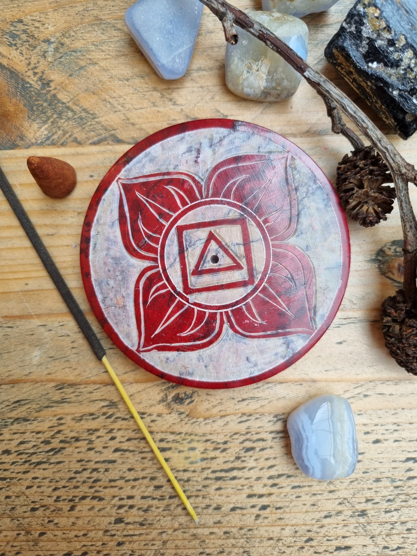 Root Chakra Stone Incense Holder – Red