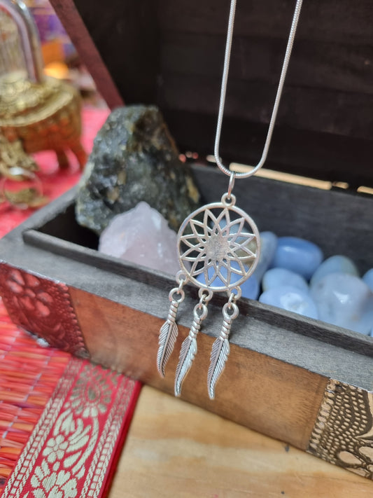 92.5% Silver Dreamcatcher Necklace with Chain