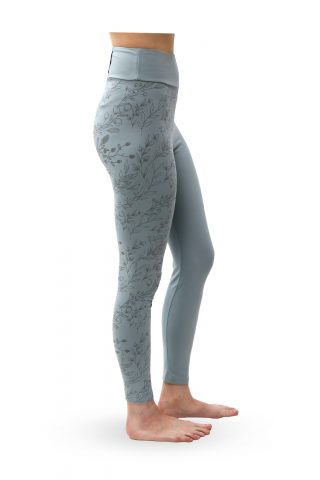 Serenity Organic Floral Yoga Leggings With Phone Pocket, Blue, 7/8th Length