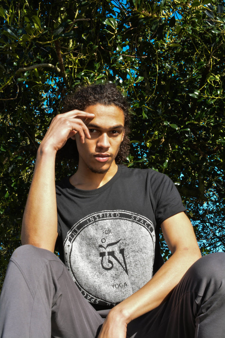 Tibetan Om T Shirt - Organic, Crew Inspired, Black