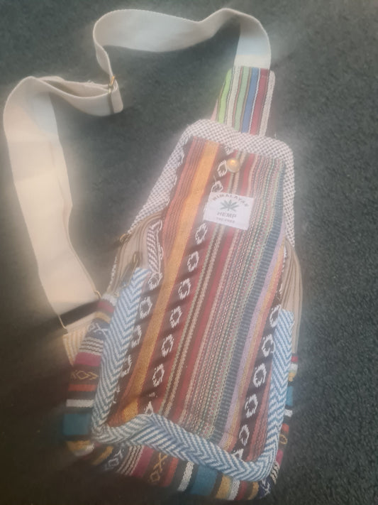 Unisex Cross Shoulder Belt/Travel Bags Made With Hemp Weaved Fabric