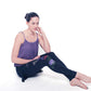 Women’s Buddha Mantra Skirt Leggings, Black, Handpainted
