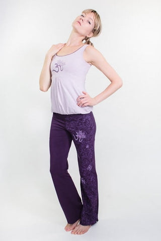 Women’s Om Organic Pants – Maori Print, Purple
