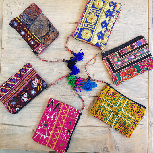 Women's Cotton Patchwork Large Embroidered Wallets With Pockets