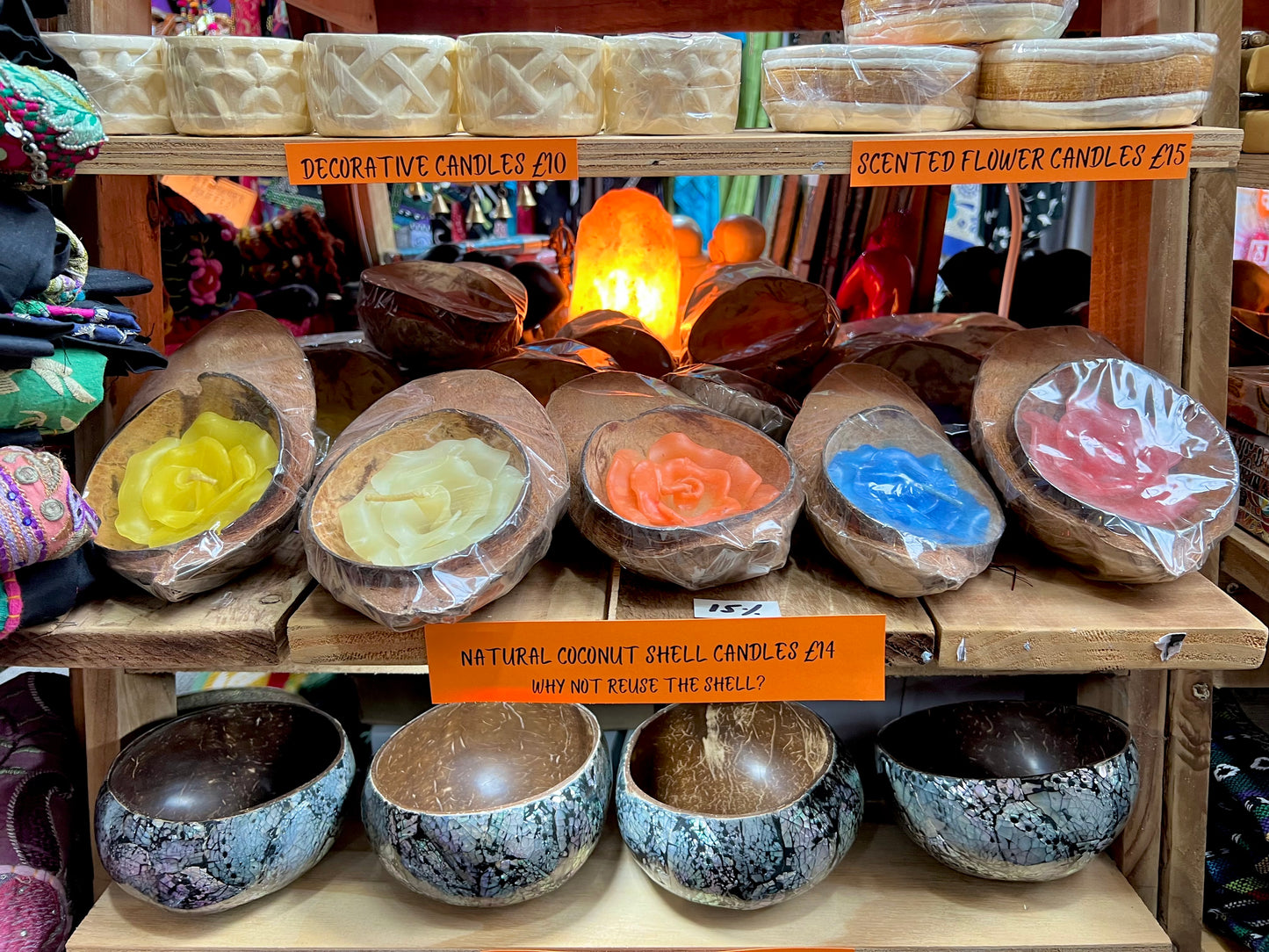 Bali Coconut Shell Lotus Candle - Various Colours