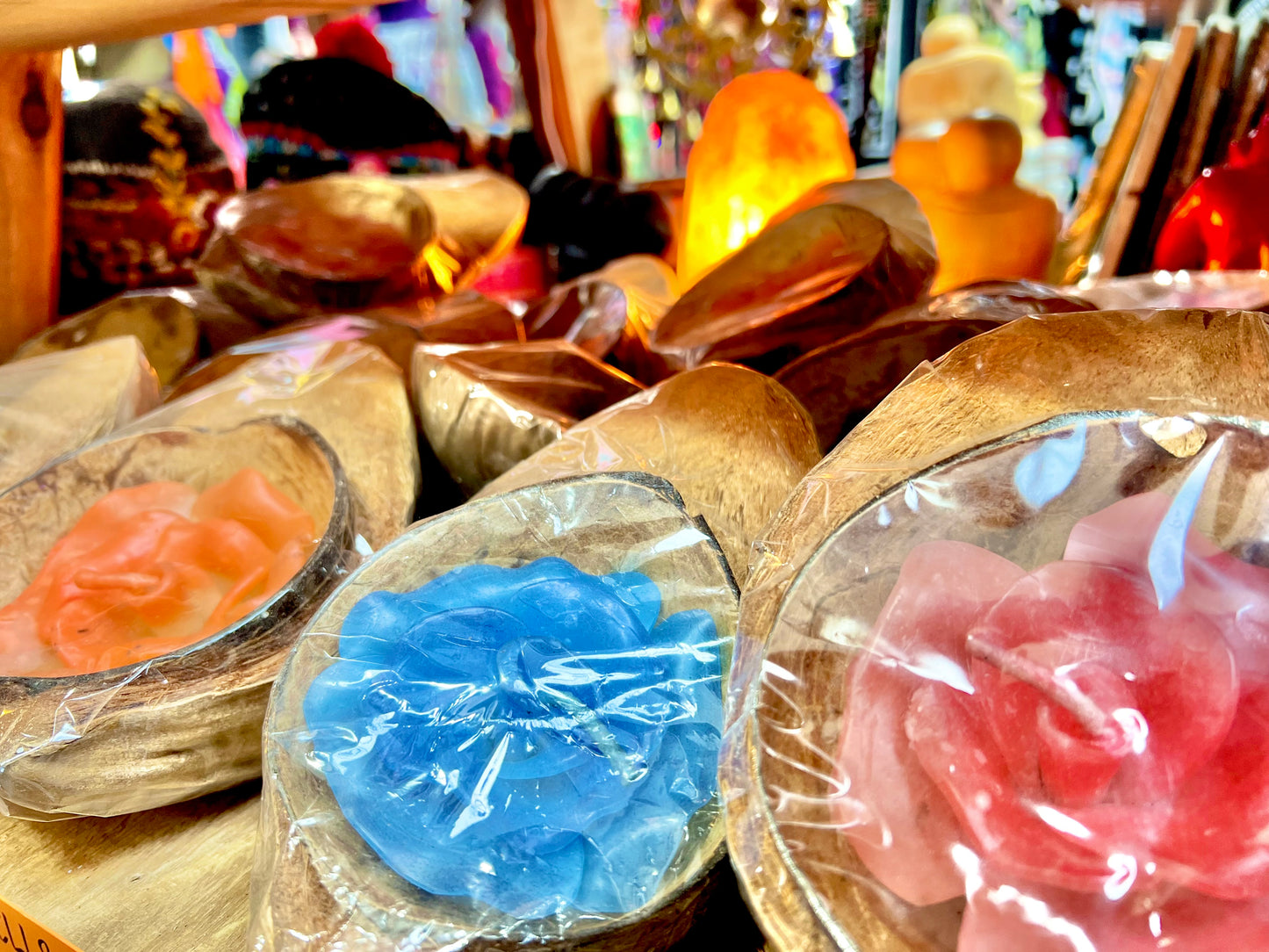 Bali Coconut Shell Lotus Candle - Various Colours