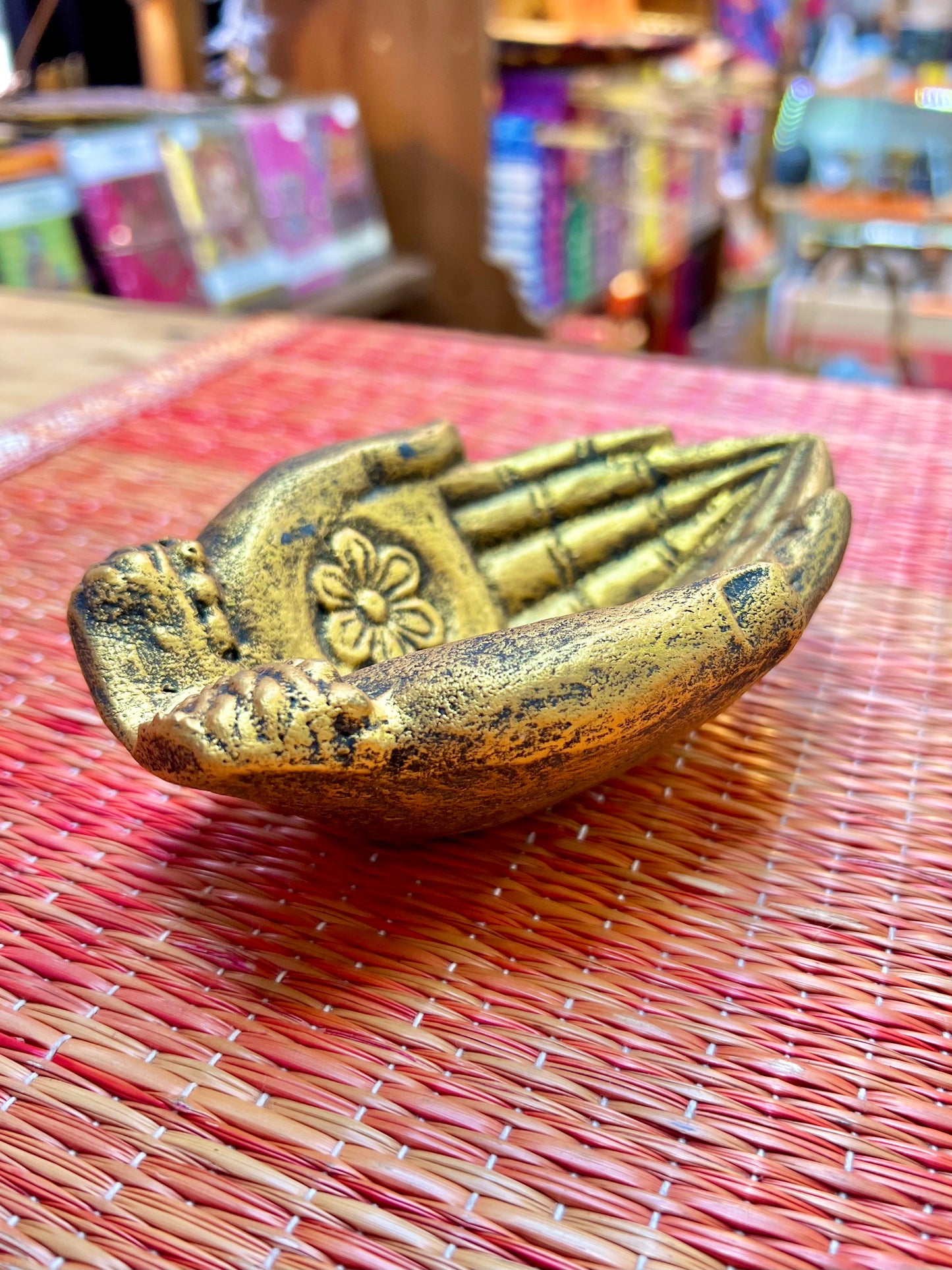 Gold Prayer Hands Trinket Dish/Incense Holder from Bali