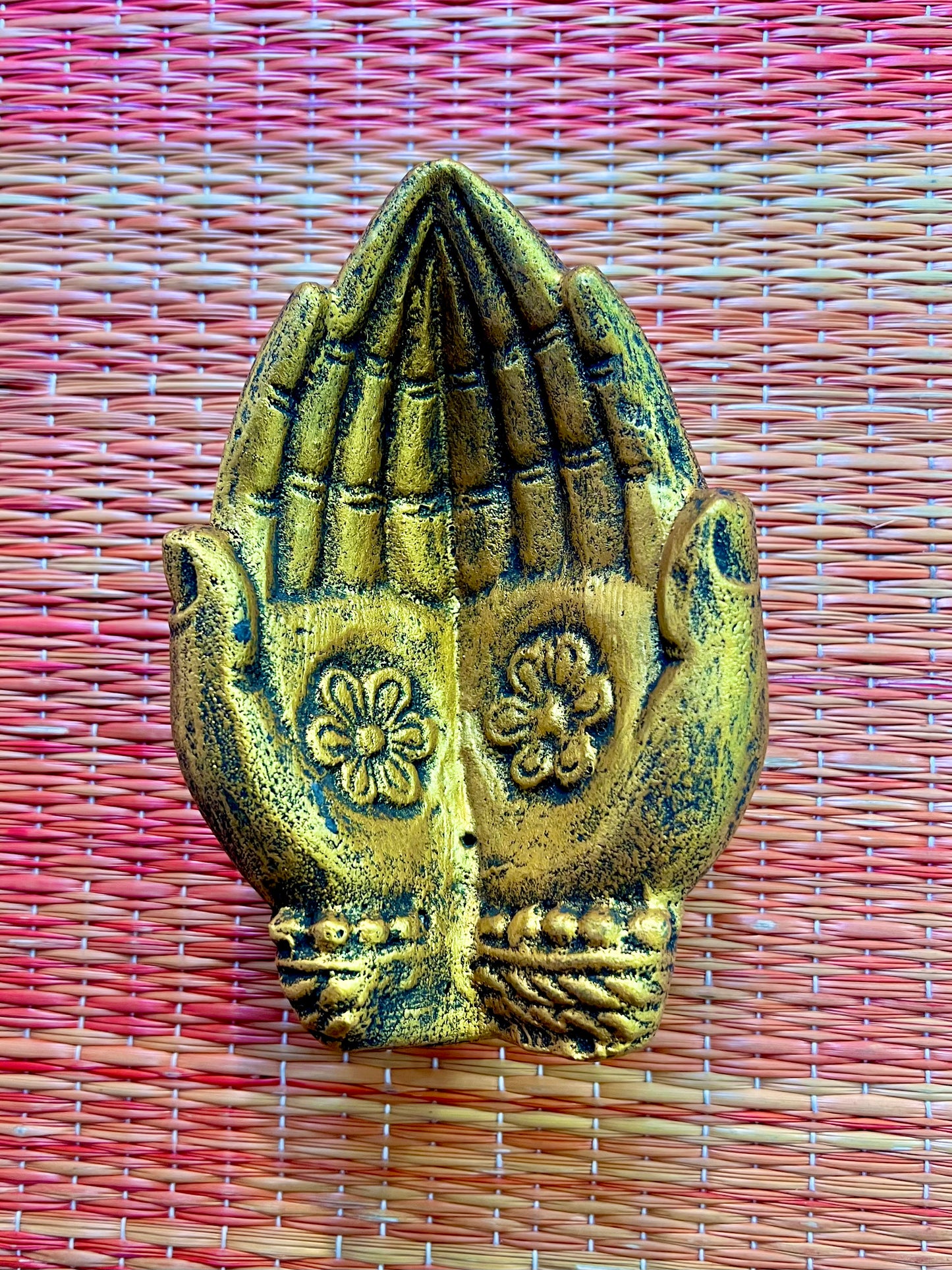 Gold Prayer Hands Trinket Dish/Incense Holder from Bali