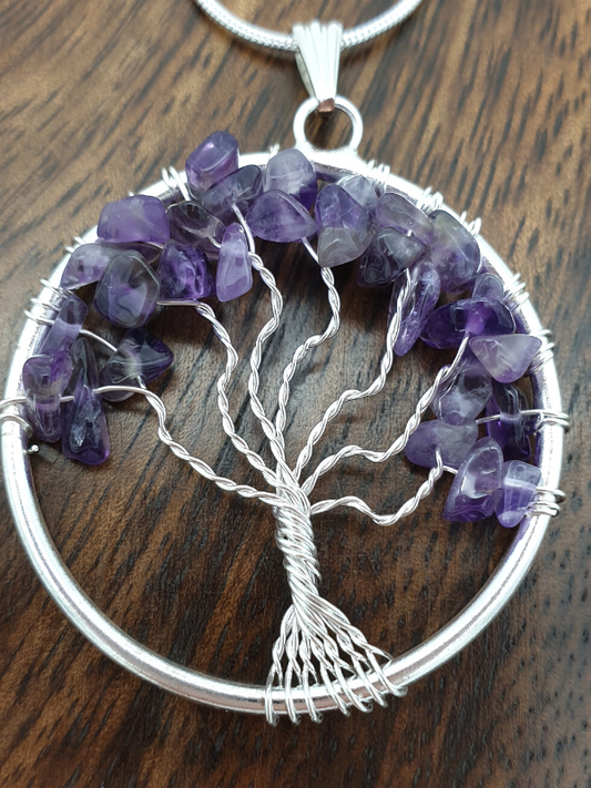 Amethyst Tree of Life Necklace - Silver