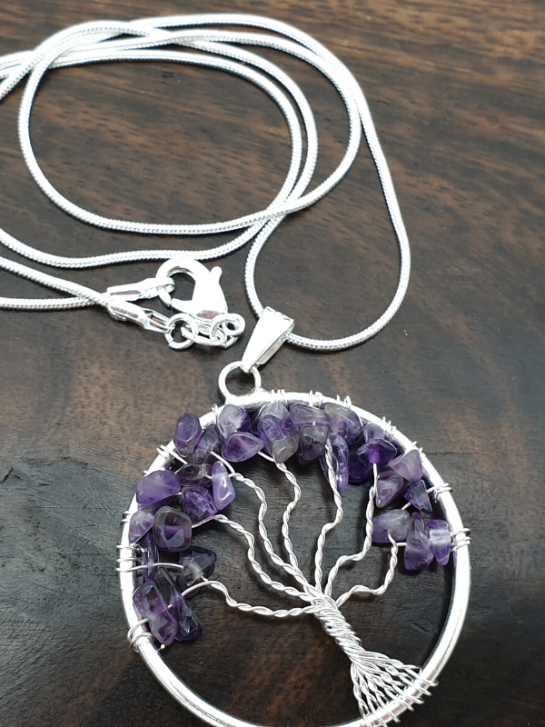 Amethyst Tree of Life Necklace - Silver