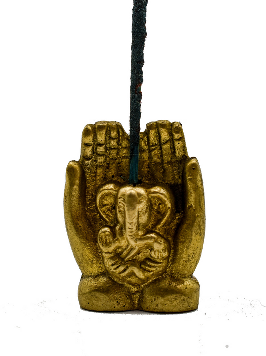 Mini Ganesha Statue In Cupped Hands - Bronze