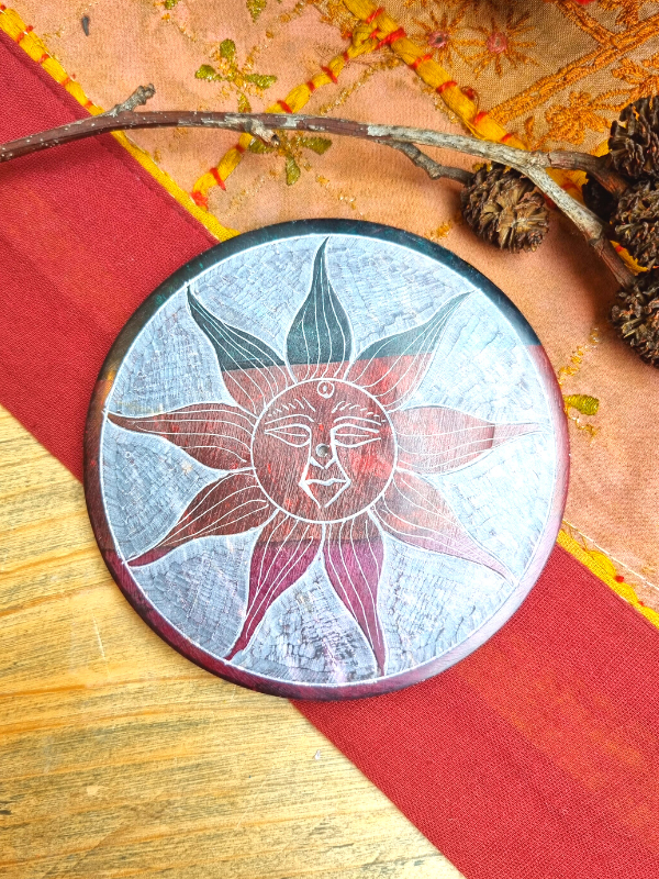 Hand Carved Stone Sun Incense Holder